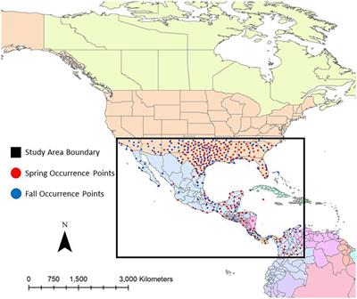 Habitat suitability for Dickcissels (Spiza americana) during spring and fall migration: A species distribution modeling approach
